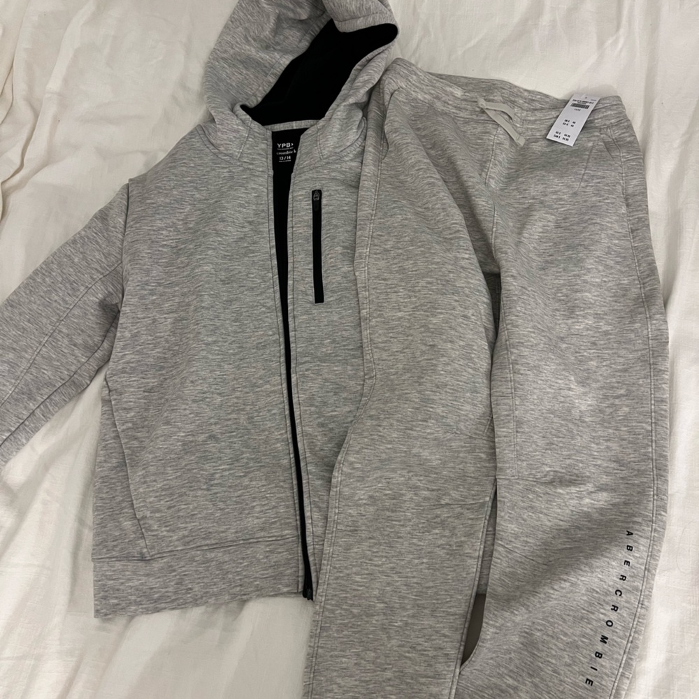 Abercrombie Gray Zip-Up Hoodie and Joggers Set